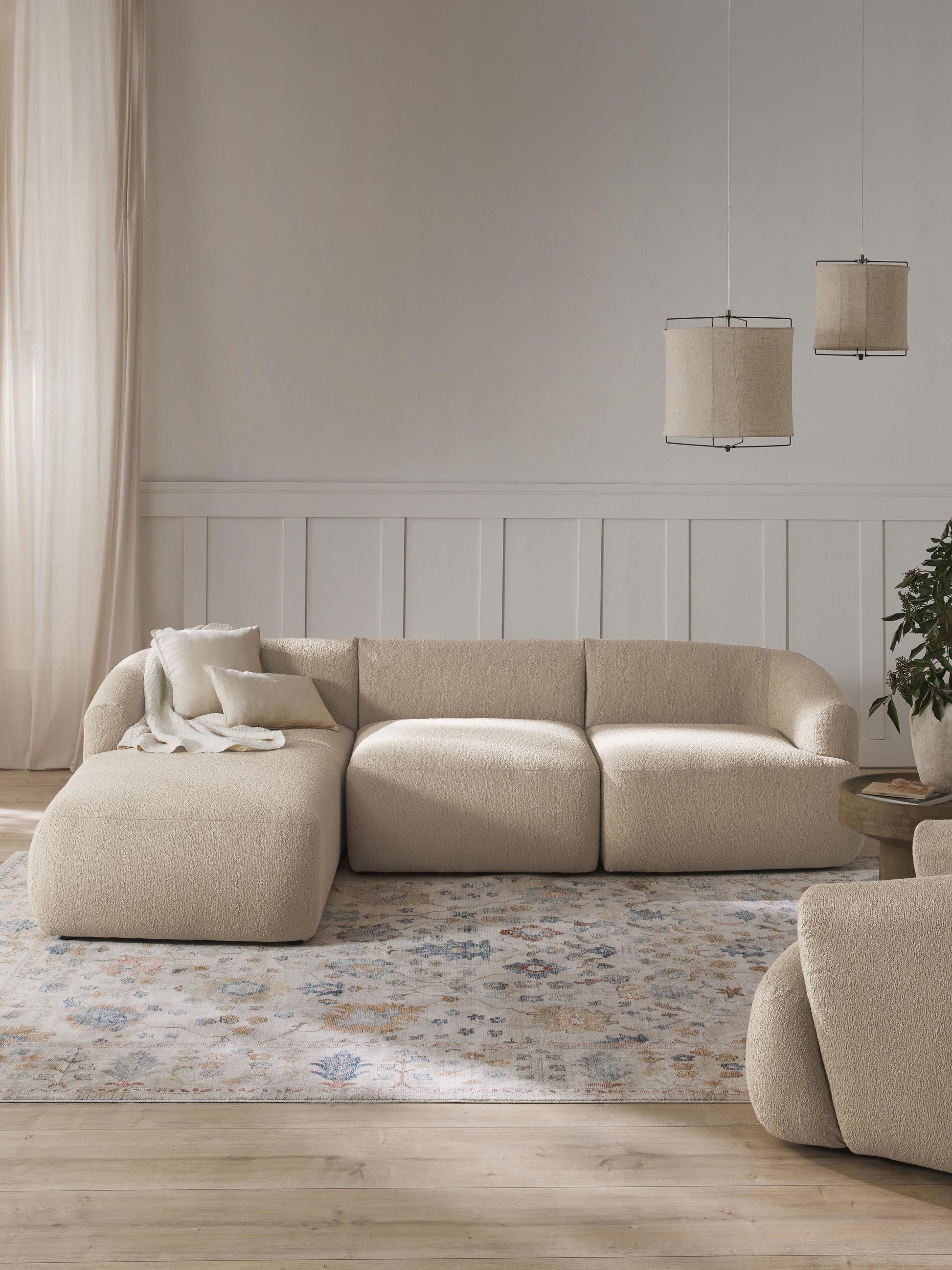 Simpales Sofia Bouclé Modular Corner Sofa, 3-Seater