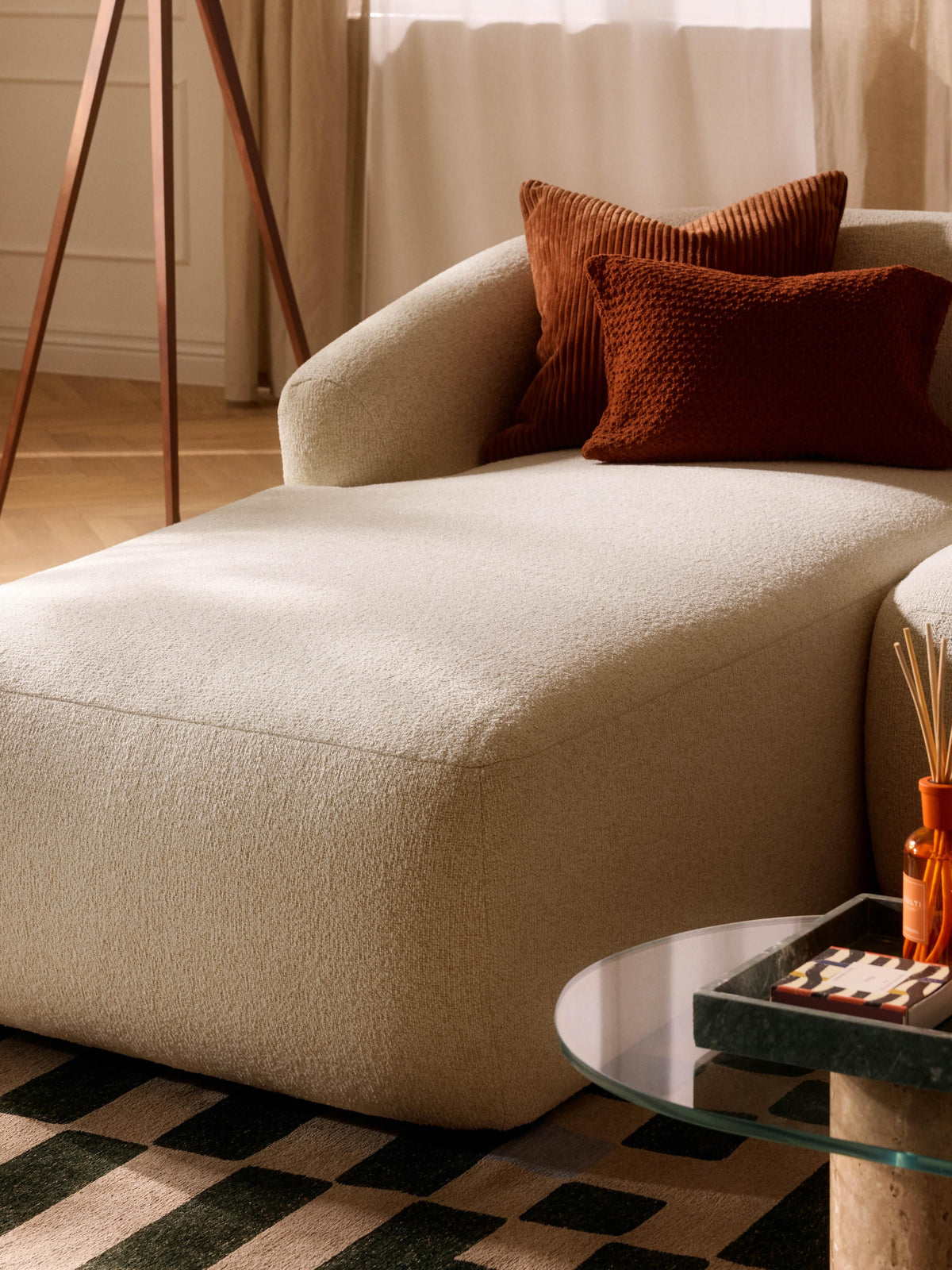 Simpales Sofia Corner Chaise Module in Bouclé