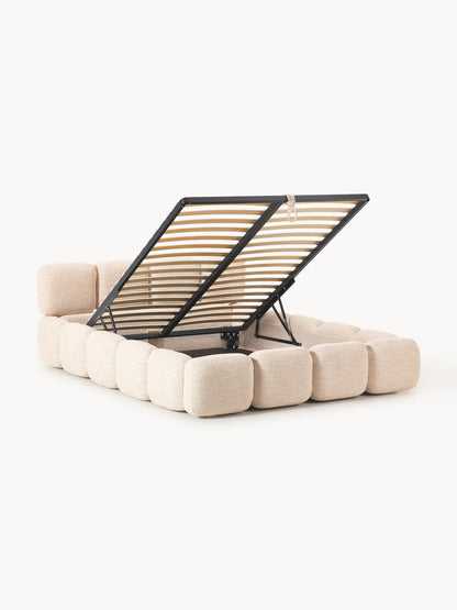 Simpales Tayla Bouclé Upholstered Bed with Storage