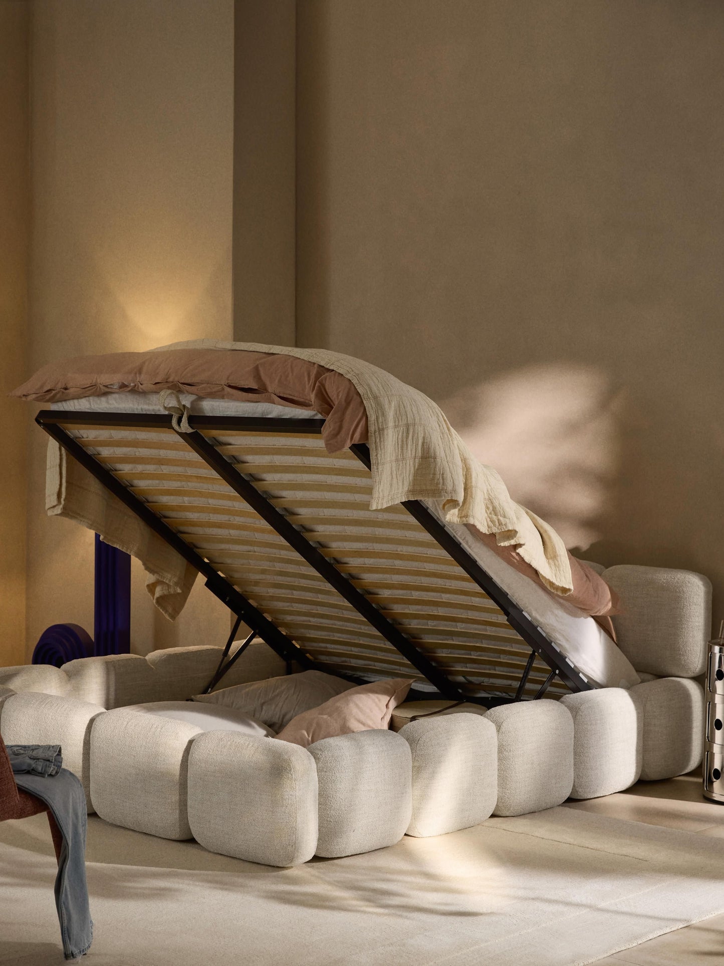 Simpales Tayla Bouclé Upholstered Bed with Storage