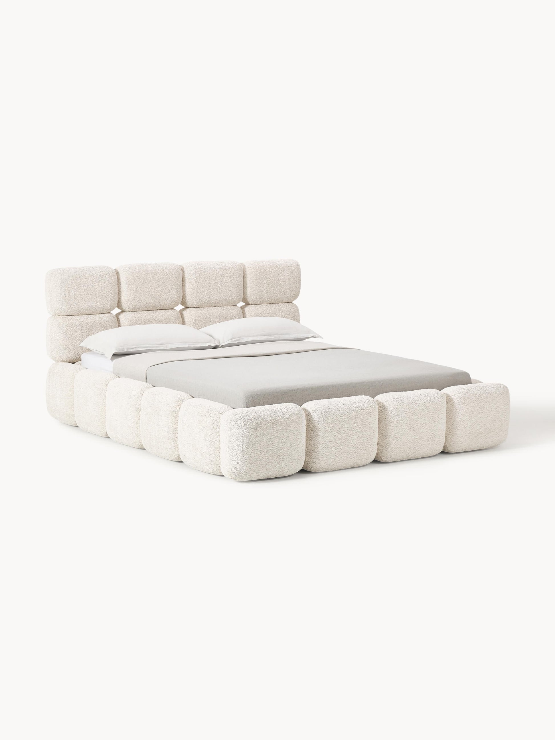 Simpales Tayla Teddy Bouclé Upholstered Bed with Storage