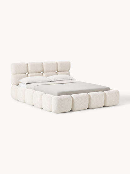 Simpales Tayla Teddy Bouclé Upholstered Bed with Storage