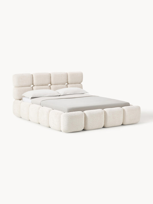 Simpales Tayla Teddy Bouclé Upholstered Bed with Storage