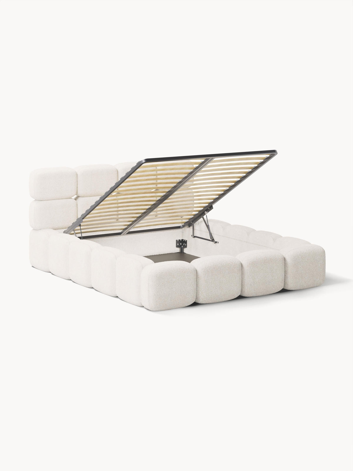 Simpales Tayla Teddy Bouclé Upholstered Bed with Storage