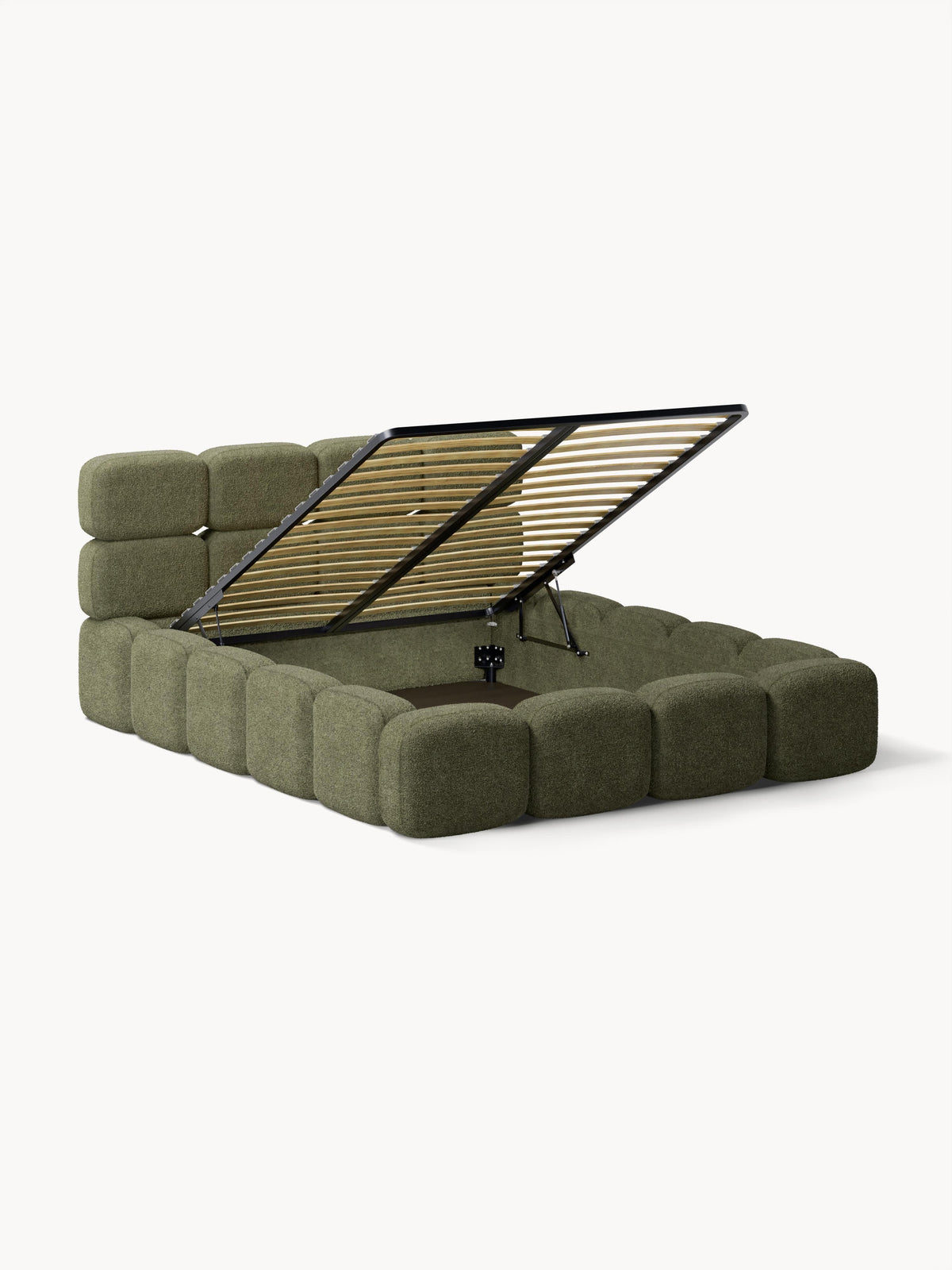 Simpales Tayla Teddy Bouclé Upholstered Bed with Storage