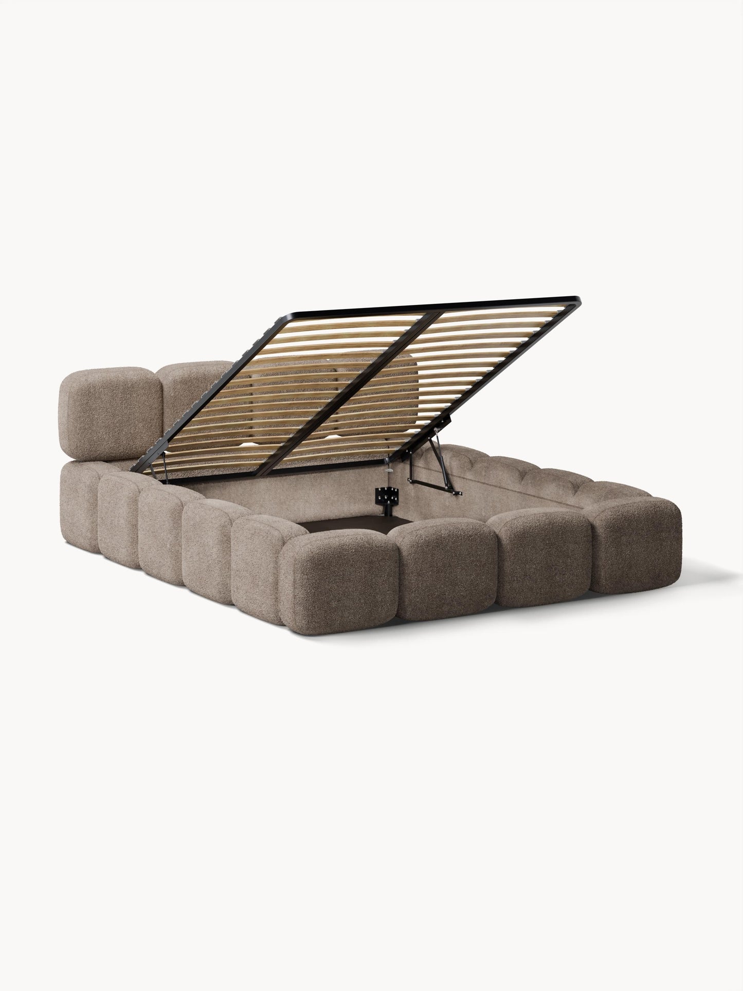 Simpales Tayla Teddy Bouclé Upholstered Bed with Storage