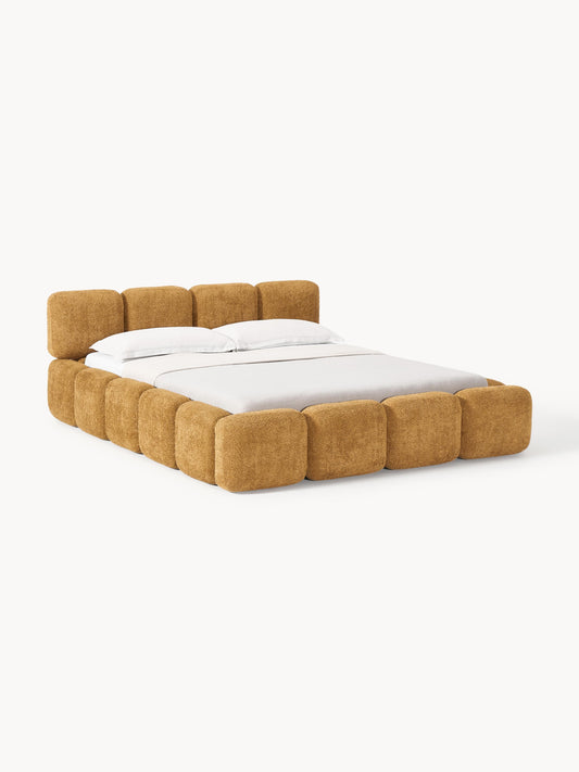 Simpales Tayla Teddy Bouclé Upholstered Bed with Storage