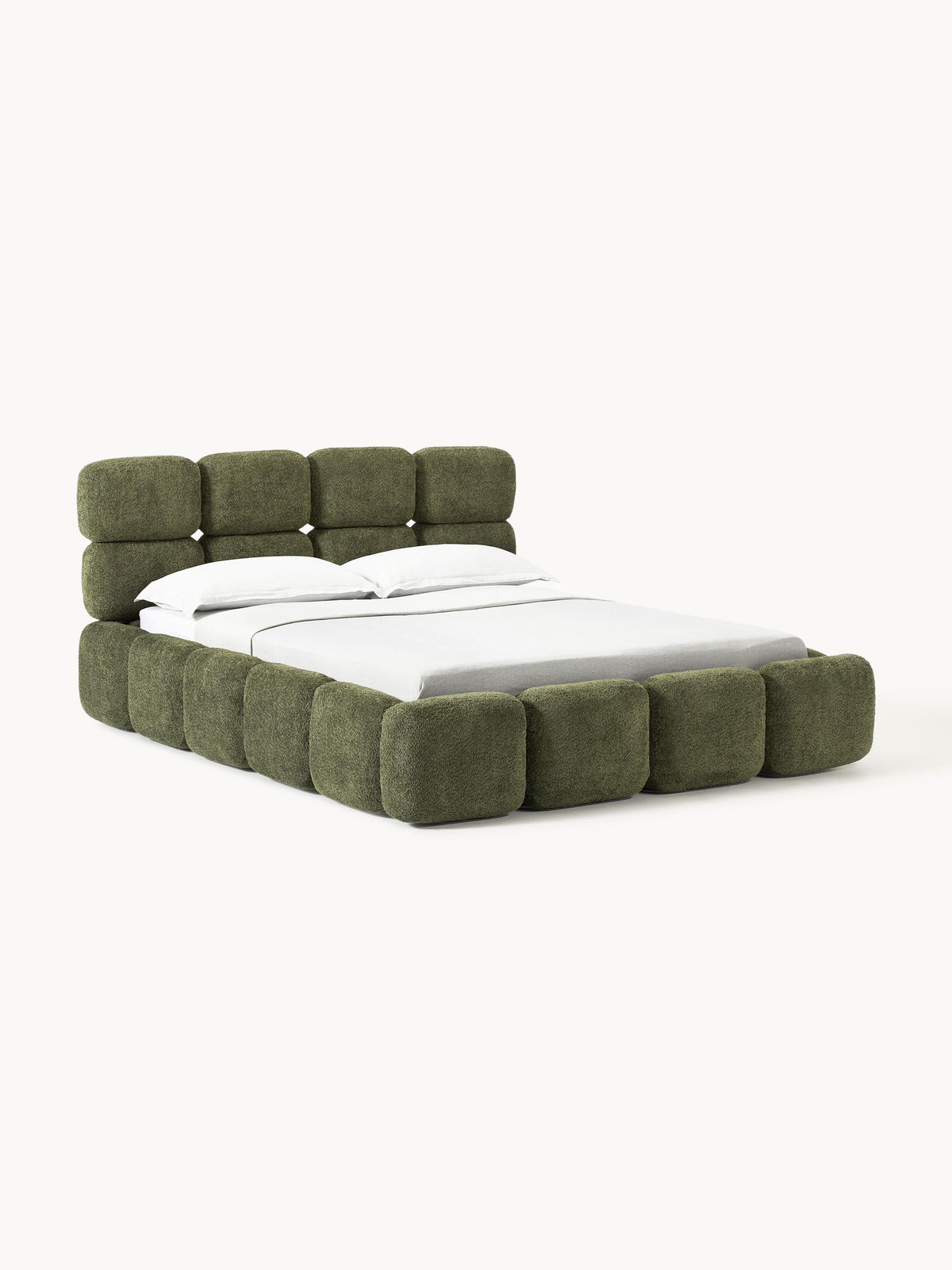 Simpales Tayla Upholstered Bed, Teddy Bouclé