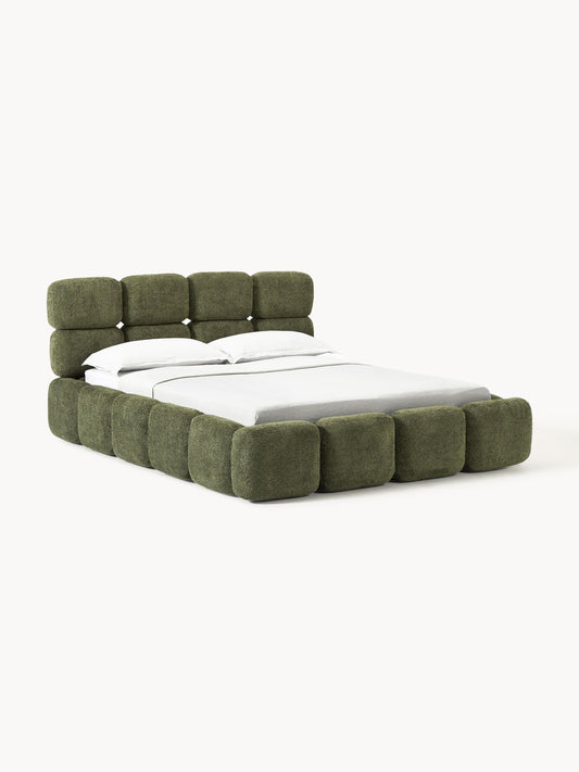Simpales Tayla Upholstered Bed, Teddy Bouclé