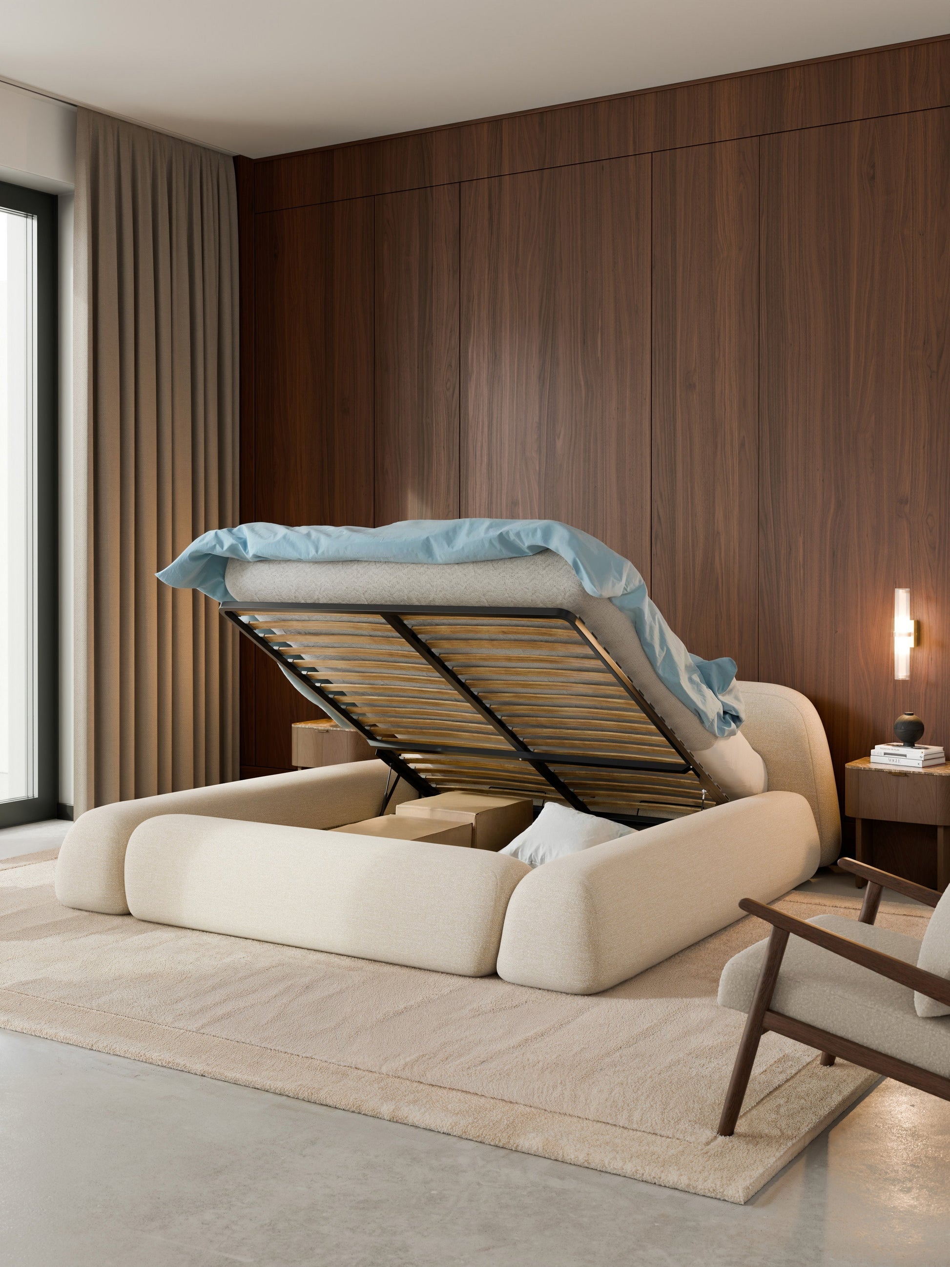 Simpales Wolke Bouclé Bed with Storage, Upholstered