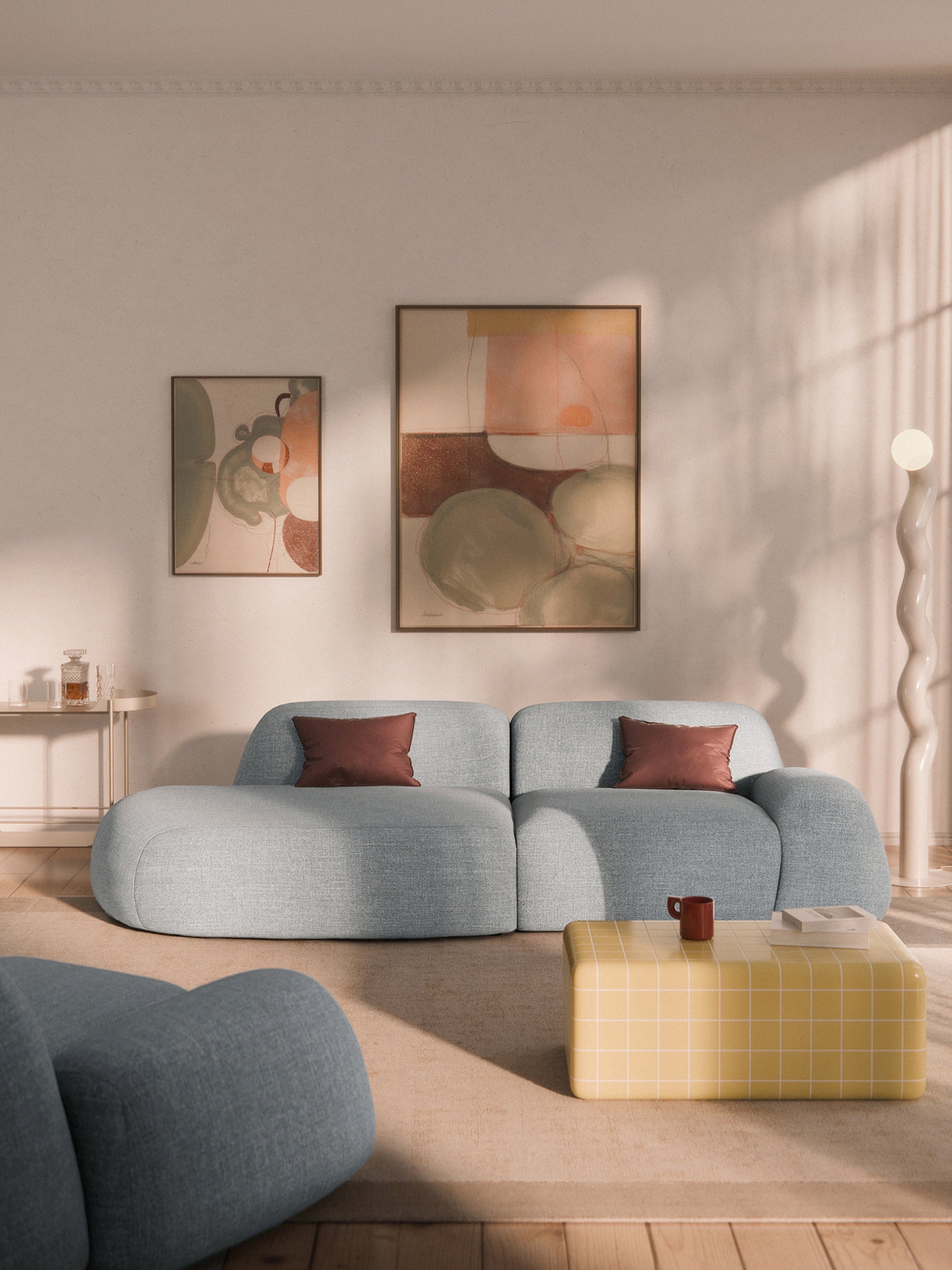 Simpales Wolke Bouclé Chaise, Modular (3-Seater)