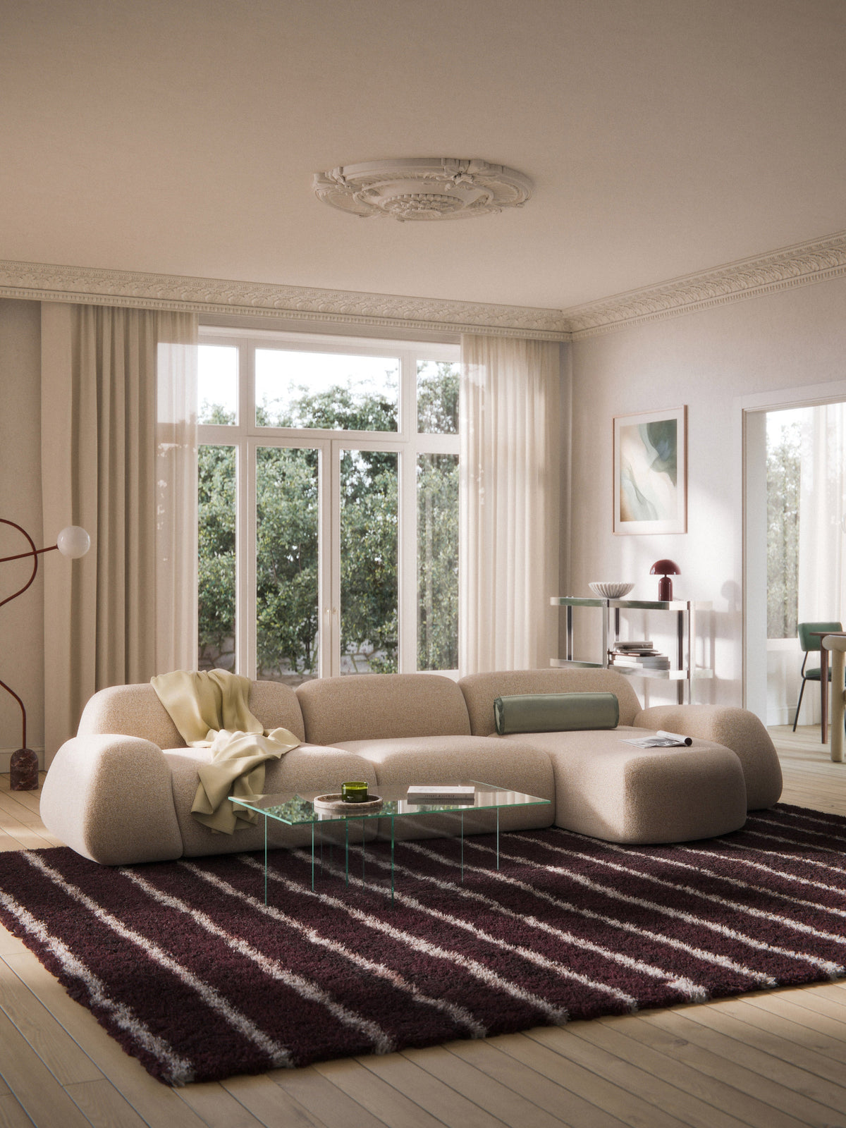 Simpales Wolke Chaise Corner Module, Bouclé
