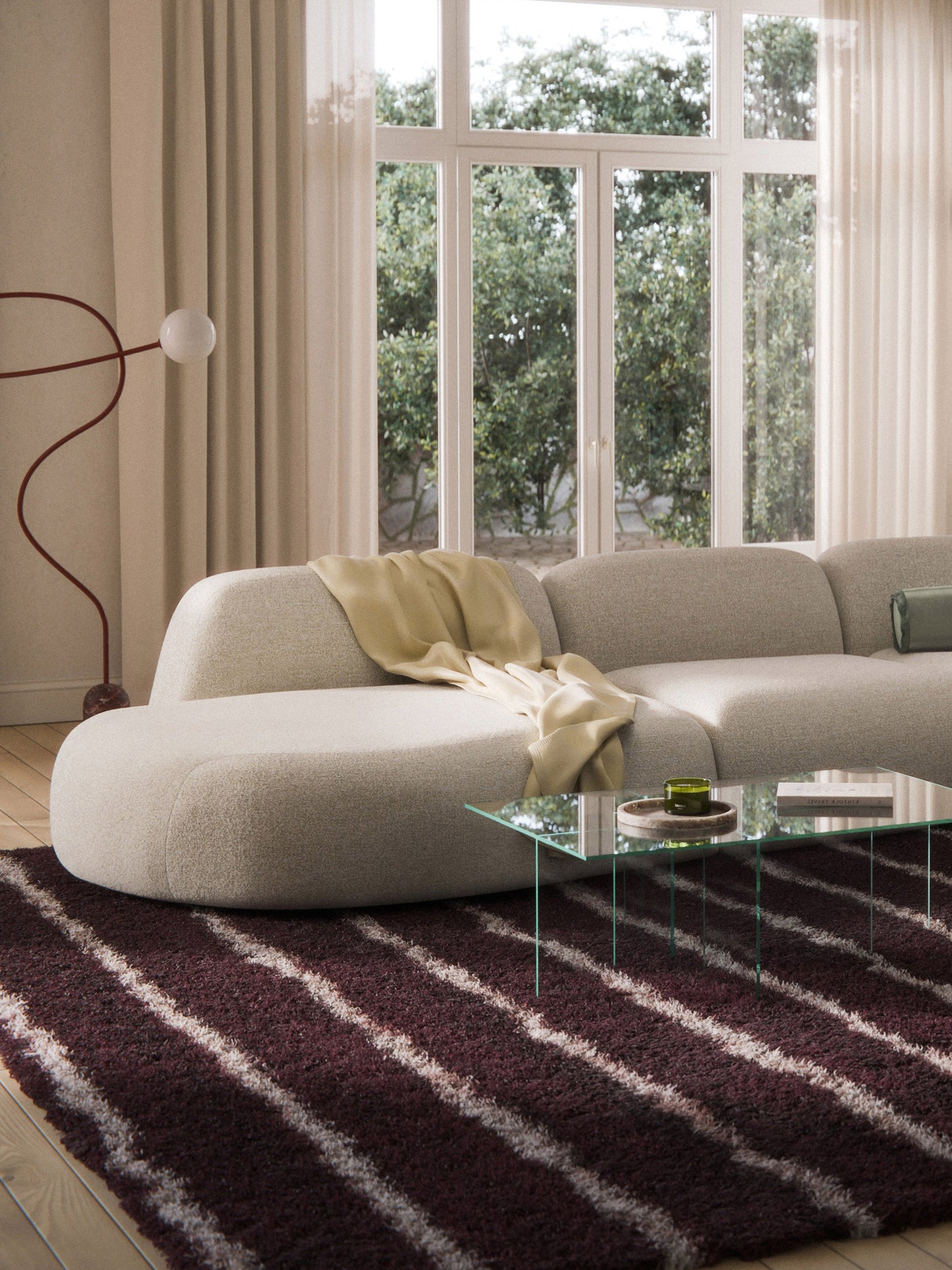 Simpales Wolke Modular Chaise Section in Bouclé