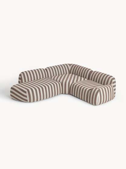 Simpales Wolke Striped Corner Sofa with Chaise Longue, Modular (4-Seater)