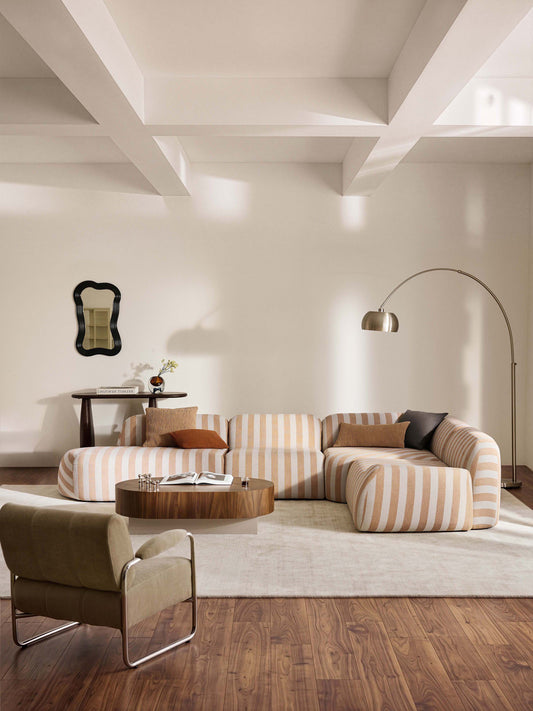 Simpales Wolke Striped XL Corner Sofa with Chaise Longue, Modular