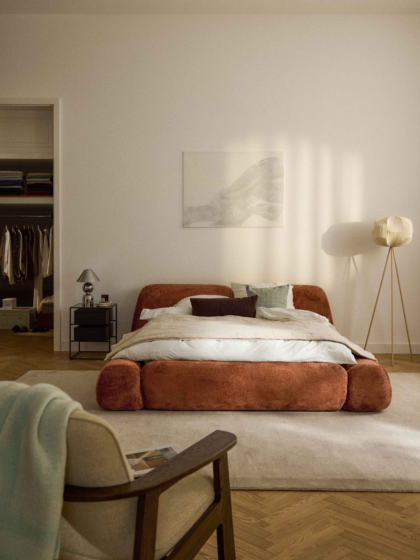 Simpales Wolke Teddy Bouclé Upholstered Bed with Storage