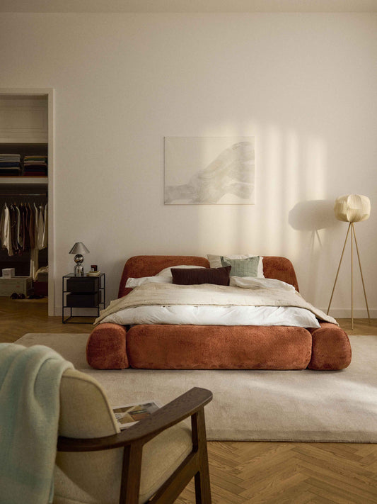 Simpales Wolke Teddy Bouclé Upholstered Bed with Storage